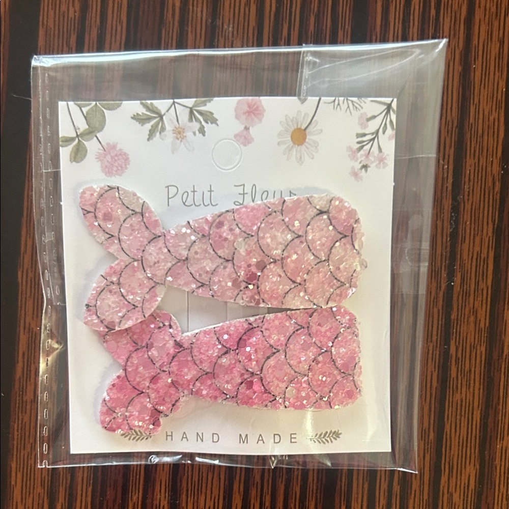 Pink Glitter Hair Clips